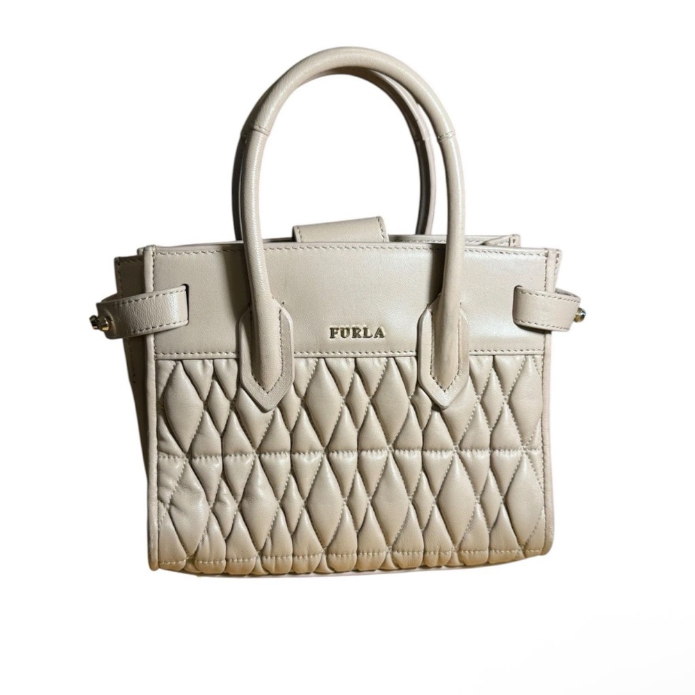 Furla Pin Cometa Quilted Handbag 2 Way Leather